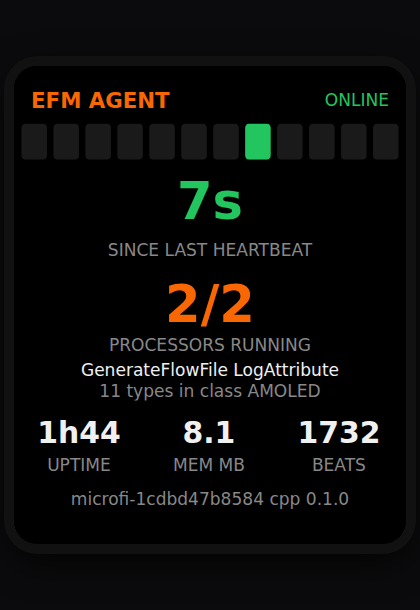 The EFM agent's own status, on the device it runs on